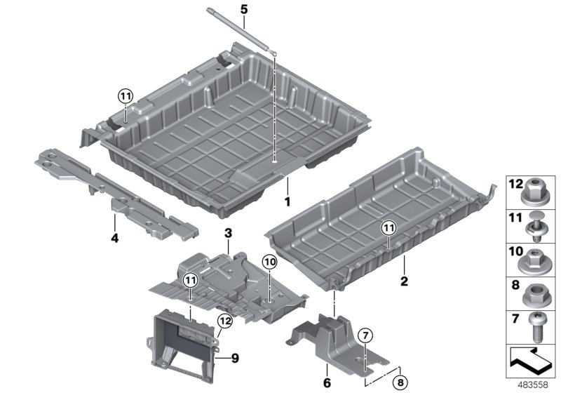 Storage tray, luggage-compartment floor