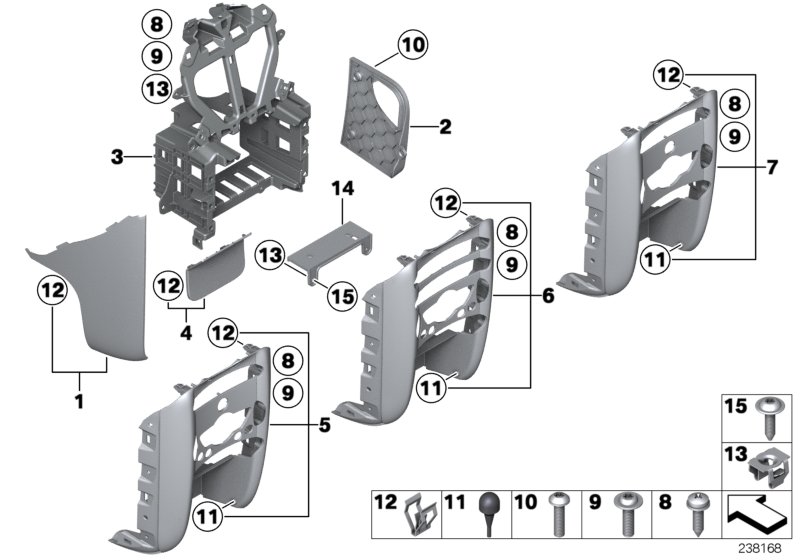 Mounting parts, instrument panel, bottom