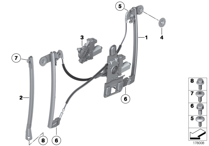 Door window lifting mechanism front