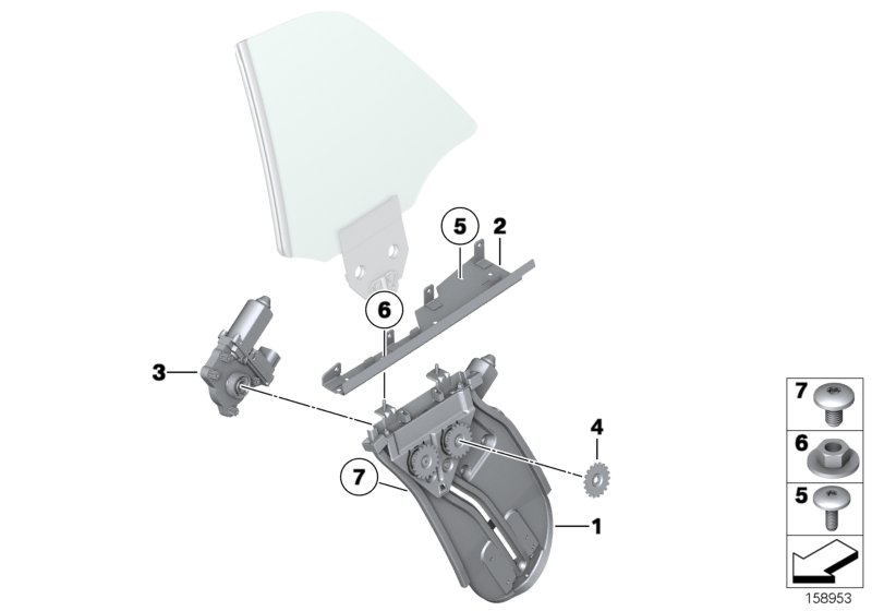 Door window lifting mechanism rear