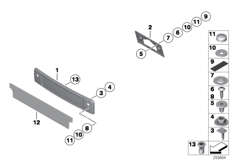 Trim panel, trim elements, front