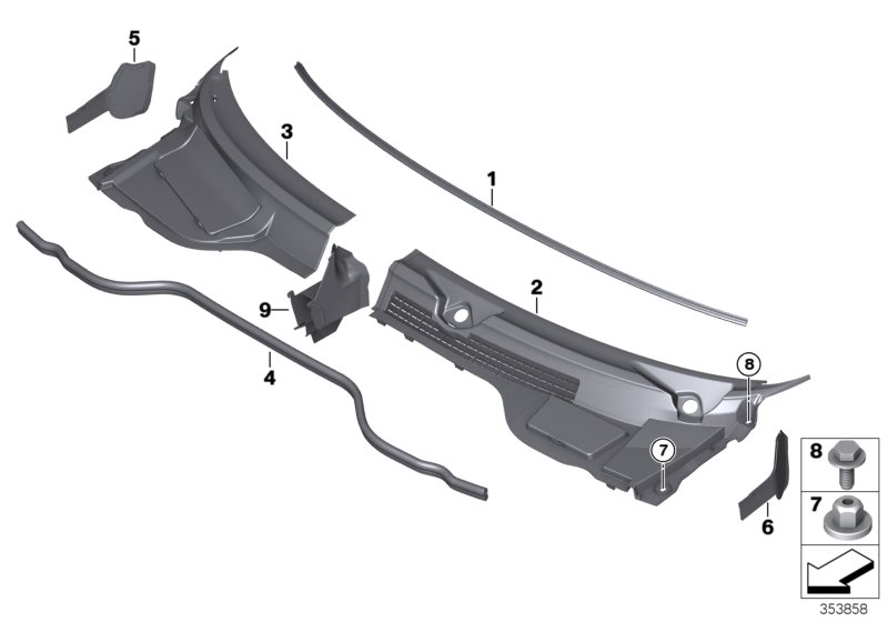Trim panel, cowl panel, exterior
