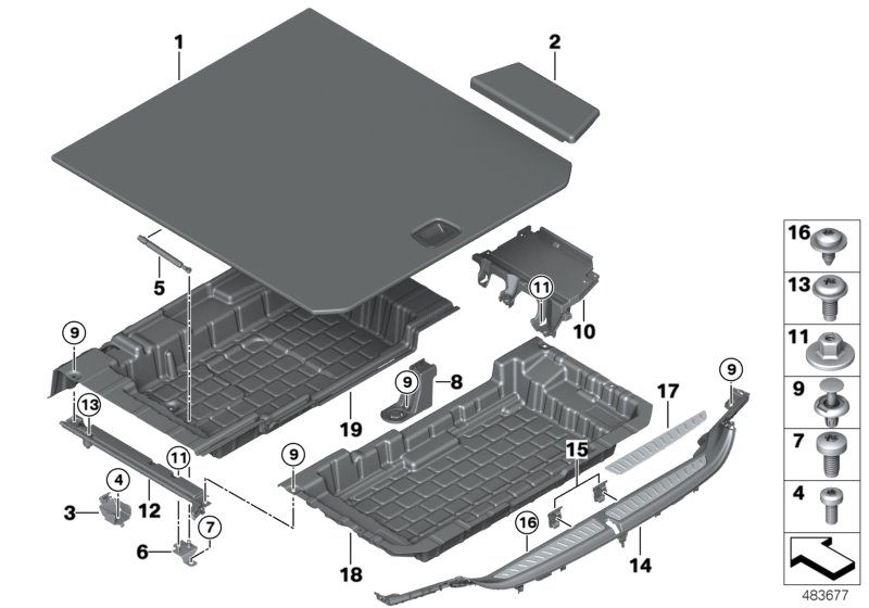 Trim panel, trunk floor