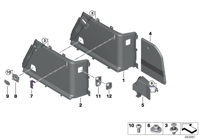 Trunk trim panel, right