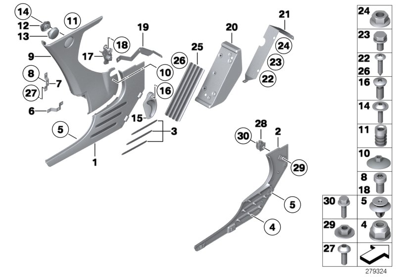 Trim panel leg room