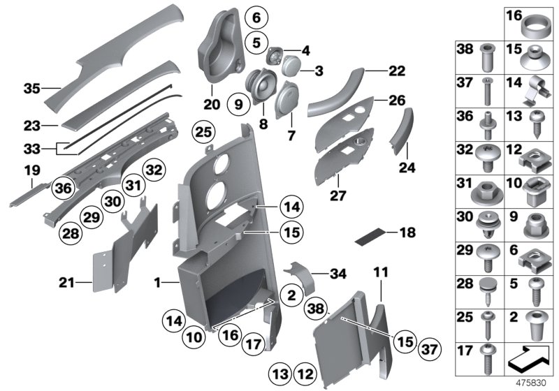 Lateral trim panel rear