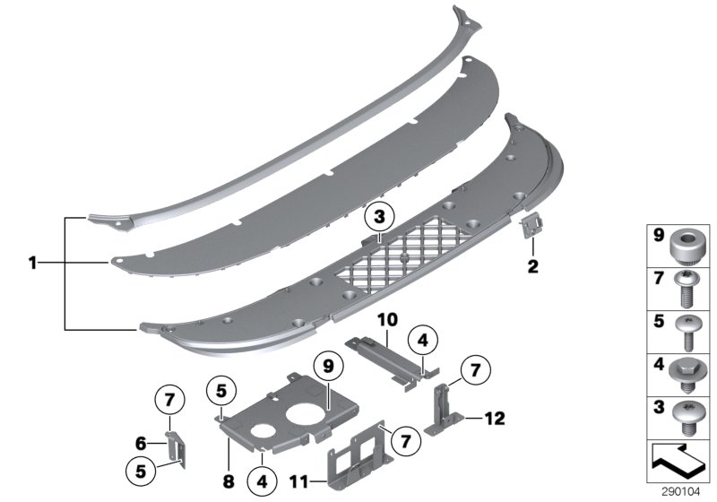 Trim grille, rear