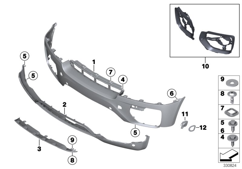 Trim panel, front