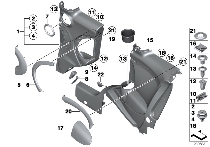 Door/side trim panel, rear right