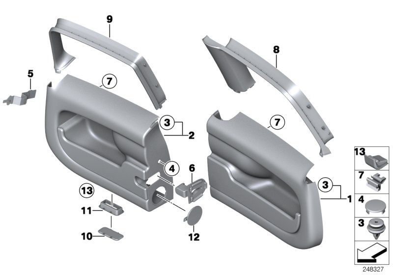 Trim panel, rear doors