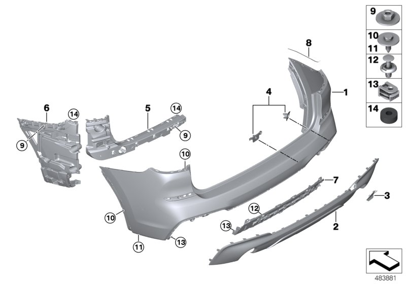 M trim panel, rear