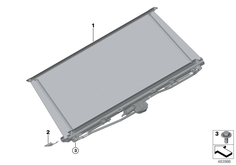 Roller sun blind, storage shelf