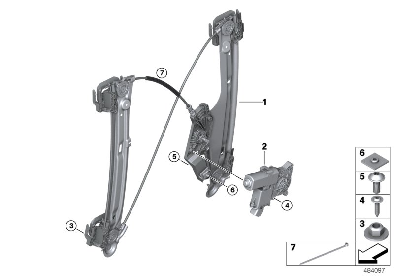Door window lifting mechanism rear