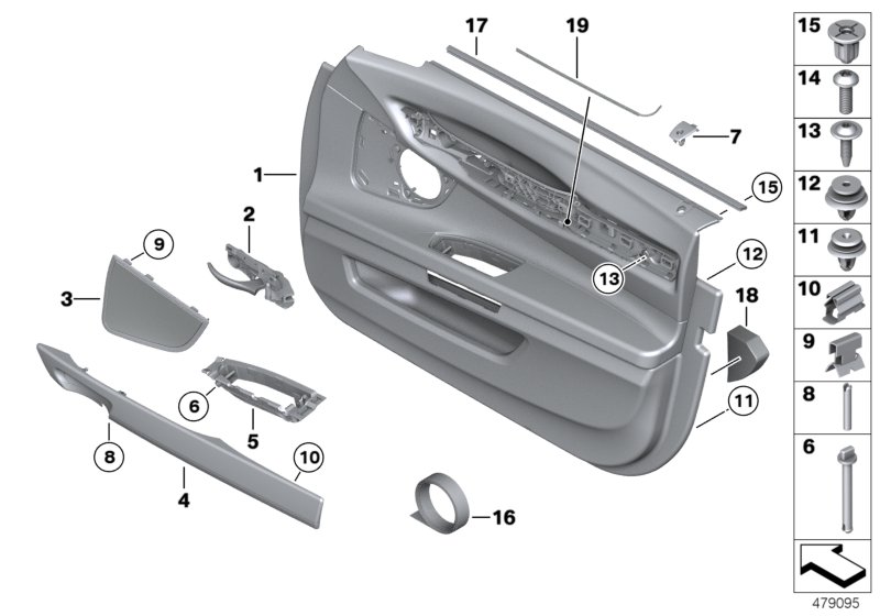 Door trim panel, front