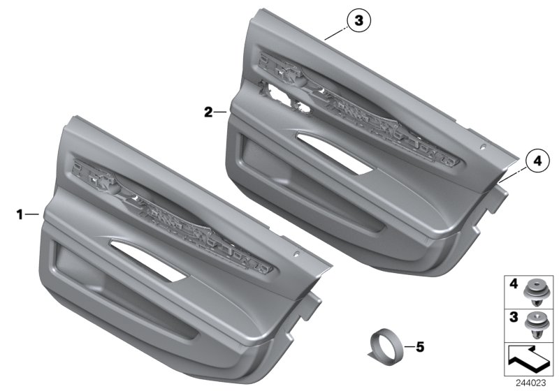 Door trim panel, long version, rear