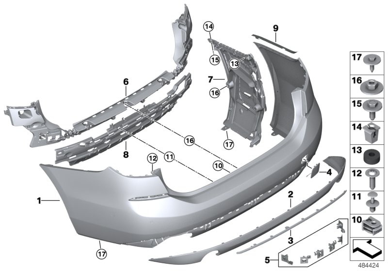 Trim panel, rear