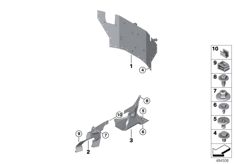 Mounting parts, engine compartment