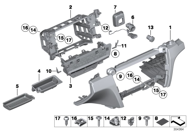 Mounting parts, instrument panel, bottom