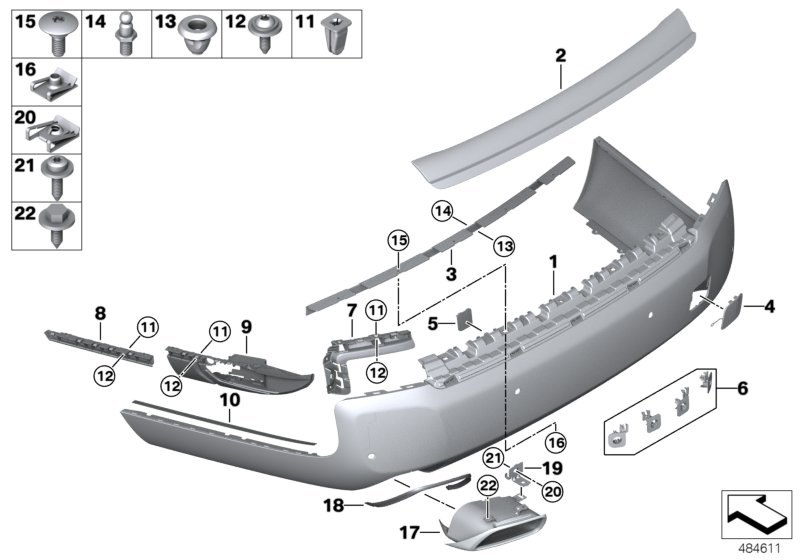 Trim panel, rear