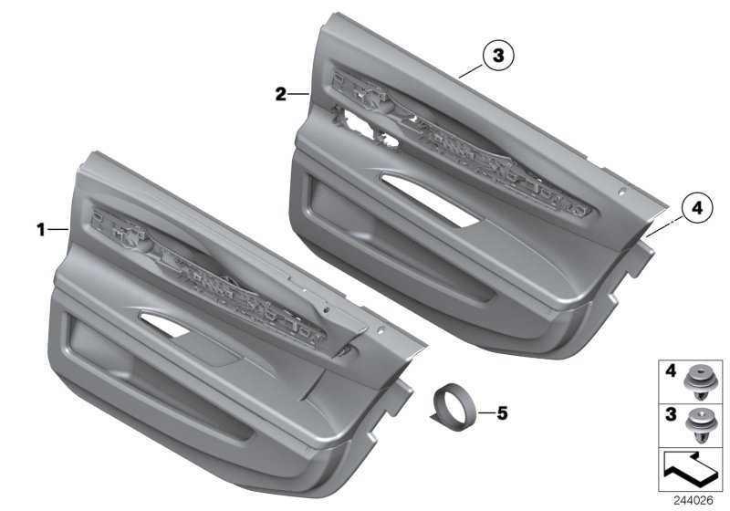 Door trim panel, long version, rear