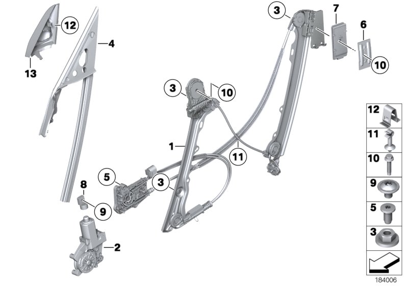Door window lifting mechanism front