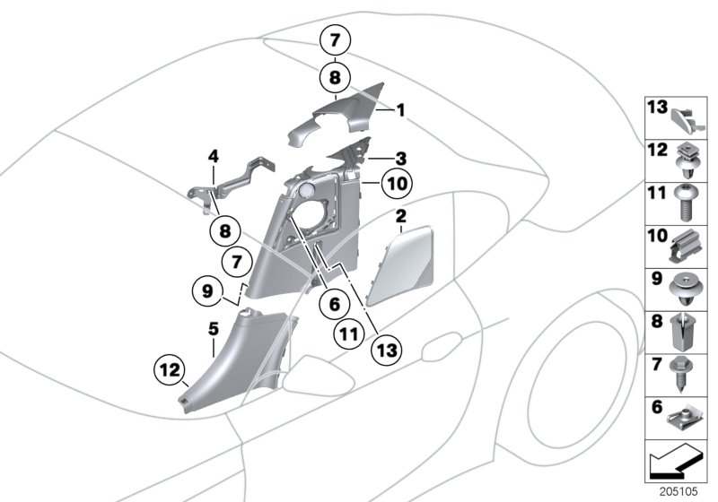 Lateral trim panel rear