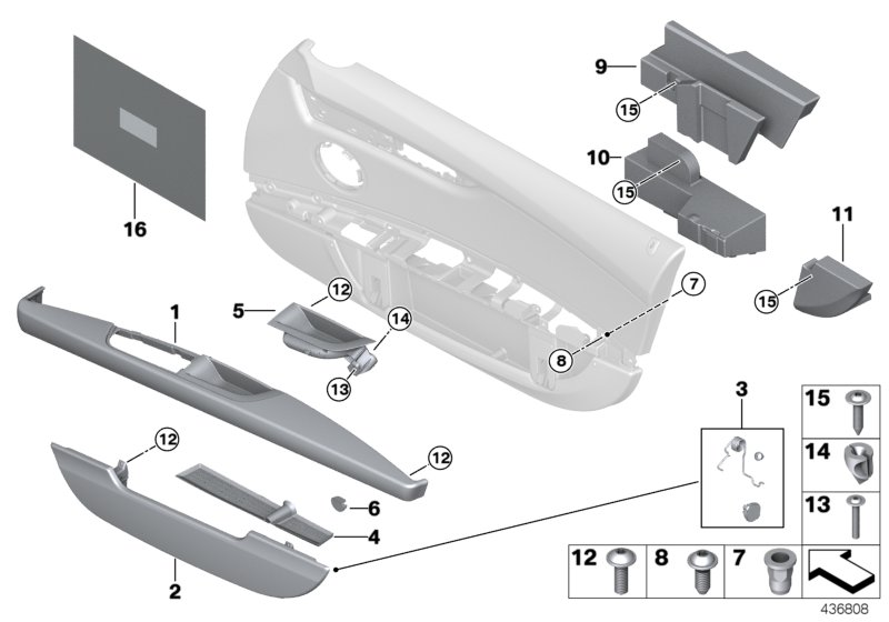Mounting parts, door trim panel II