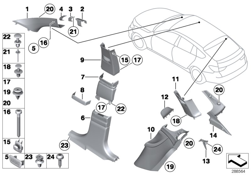 Trim panel A- / B- / C- / D-Column
