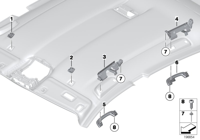 Mounting parts, roofliner