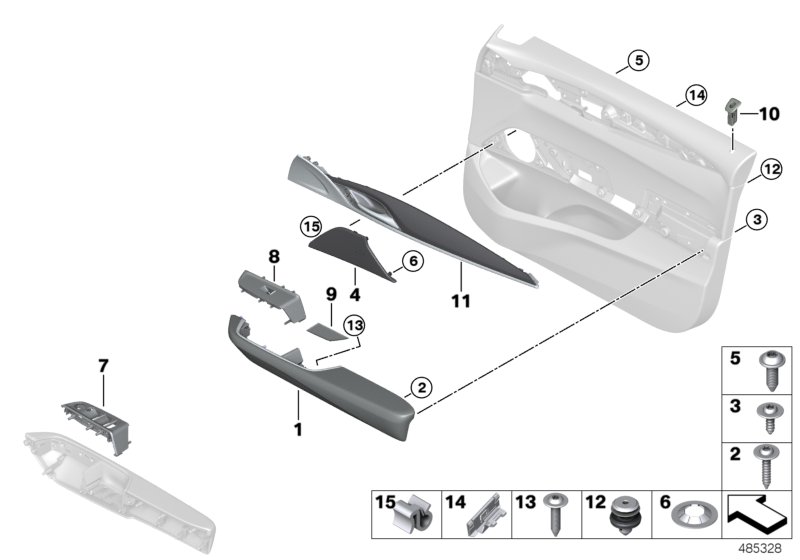 Mounting parts, door trim panel, front