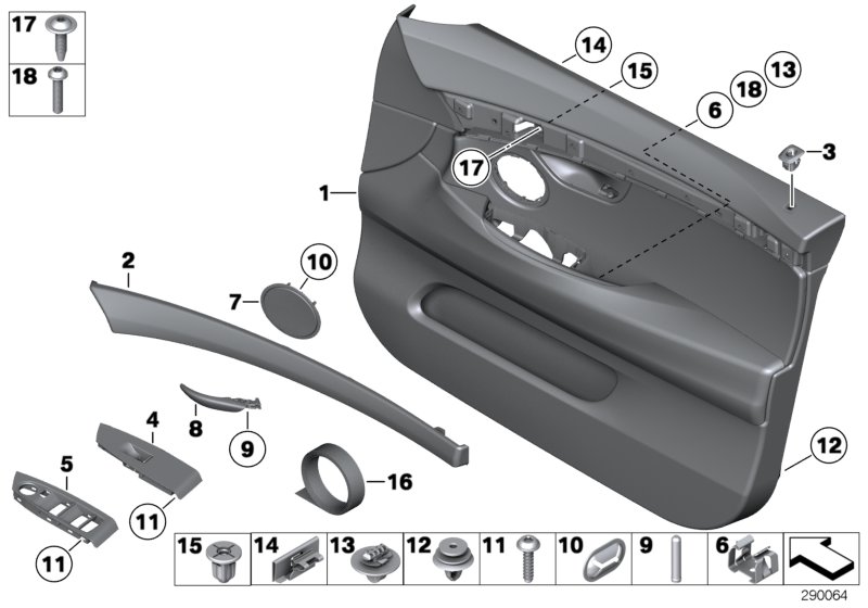 Door trim panel, front