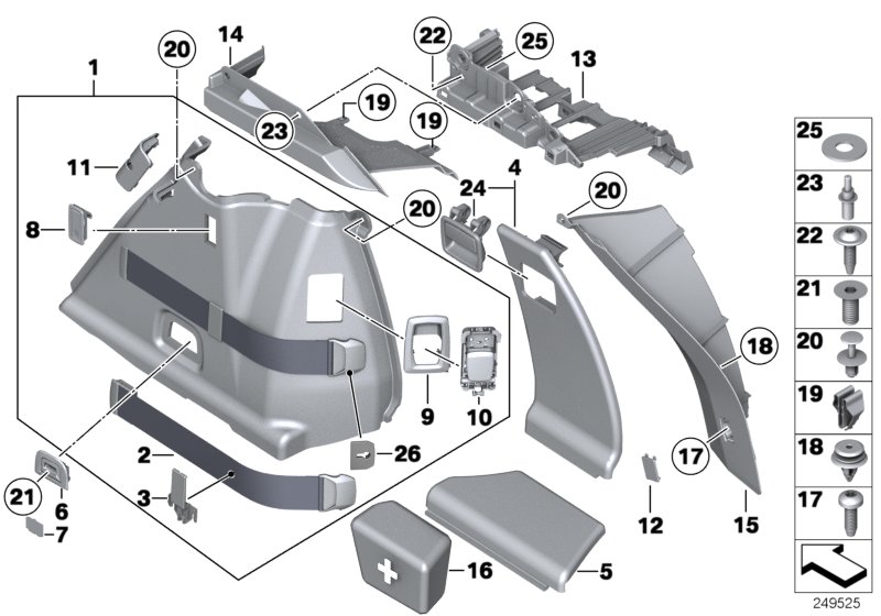 Trunk trim panel, right