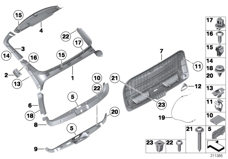 Trim panel, trunk lid