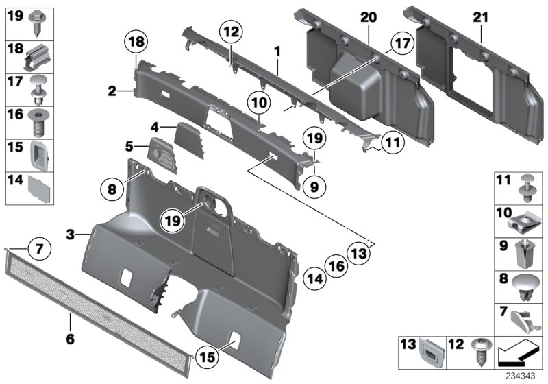 Trim panel, bulkhead