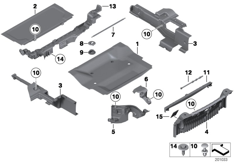Trim panel, trunk floor