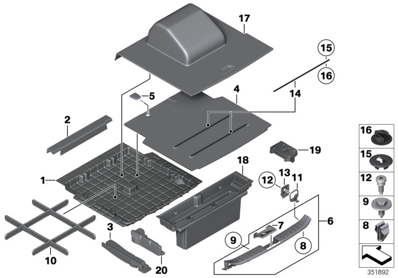 Trim panel, trunk floor