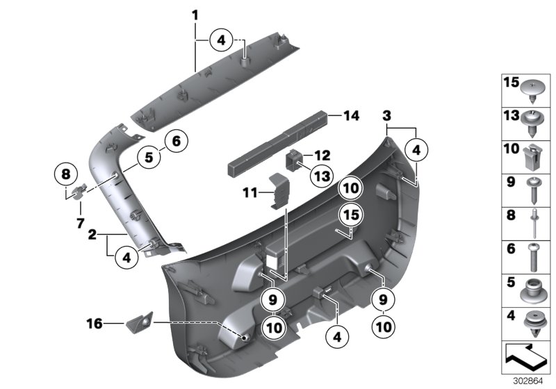 Trim panel, trunk lid