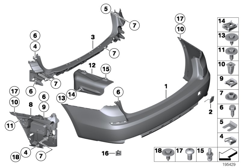 Trim panel, rear