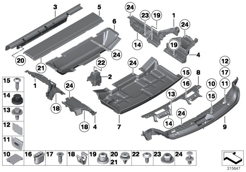 Trim panel, trunk floor