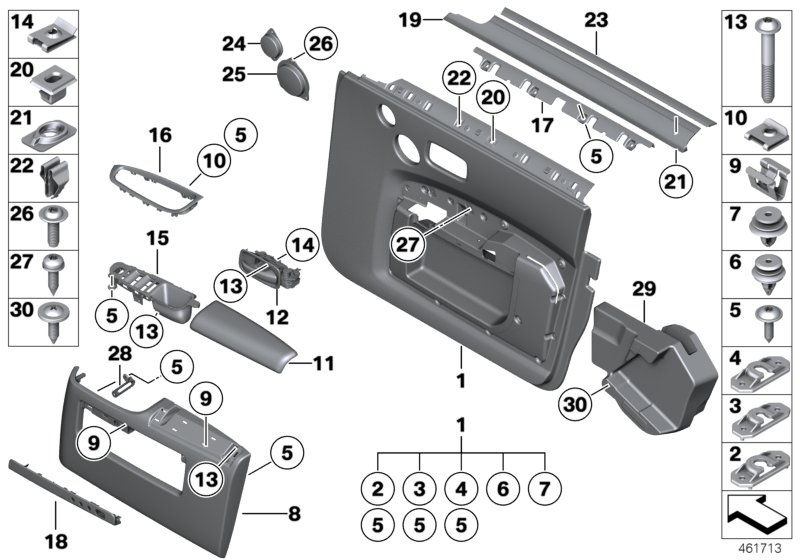 Door trim panel, front