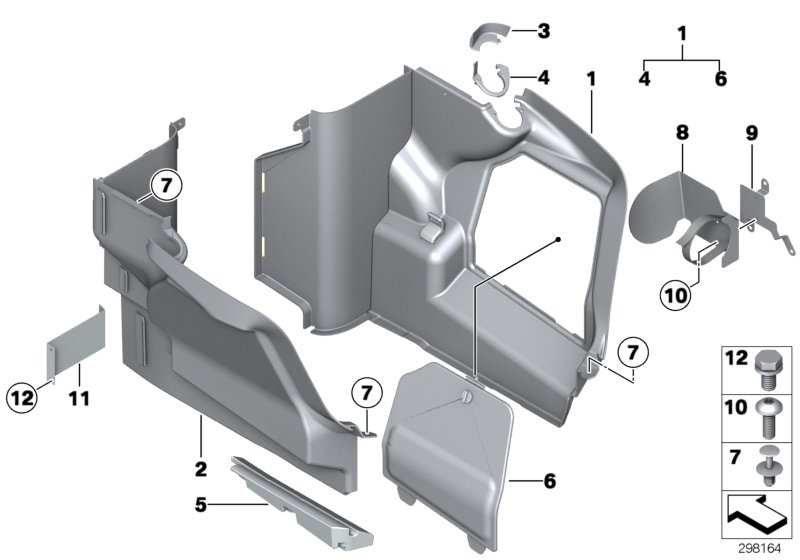 Lateral trunk floor trim panel