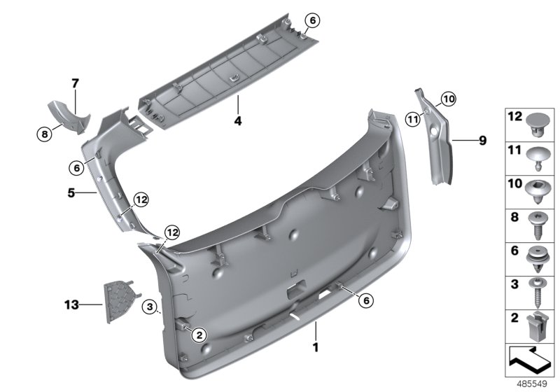 Trim panel, trunk lid