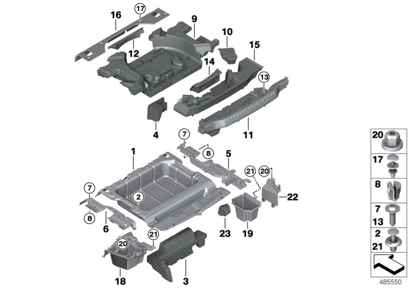 Storage tray, luggage-compartment floor