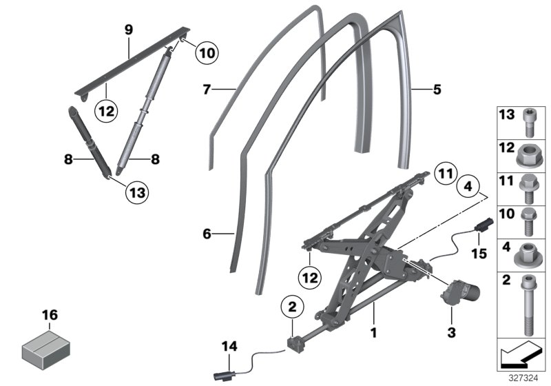 Door window lifting mechanism front