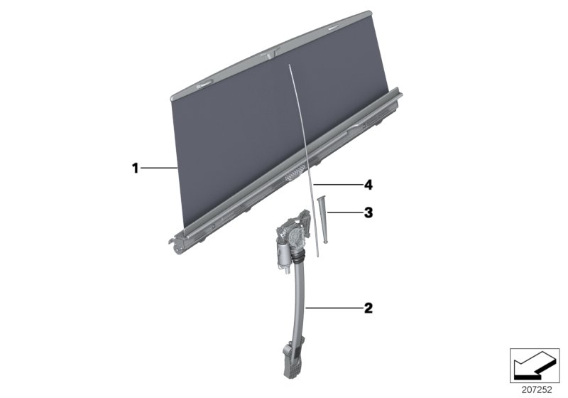 Roller sun visor, rear door