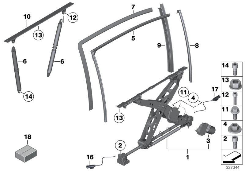 Door window lifting mechanism rear