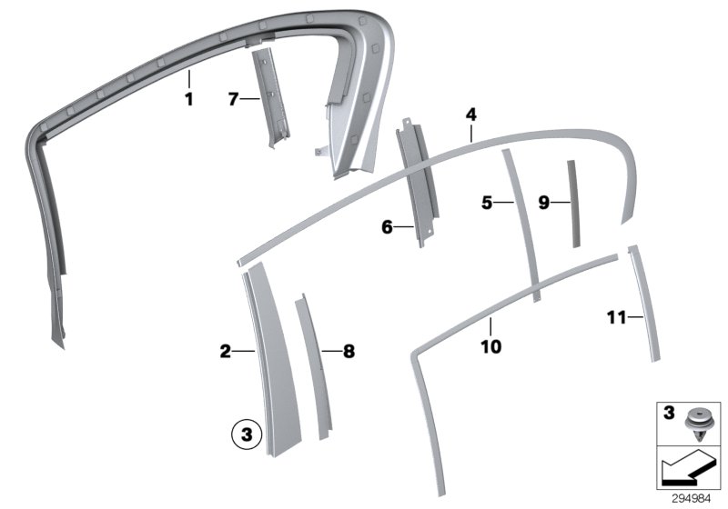 Trims and seals, rear door I