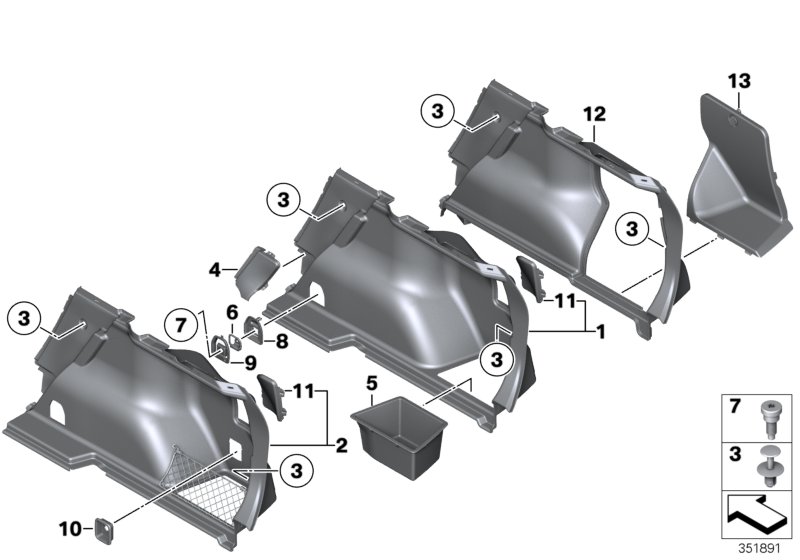 Trunk trim panel, right
