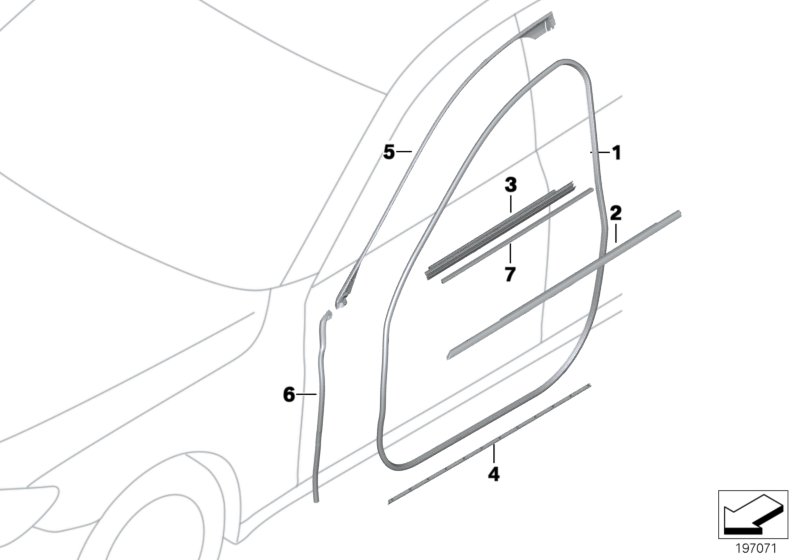 Trims and seals, door, front