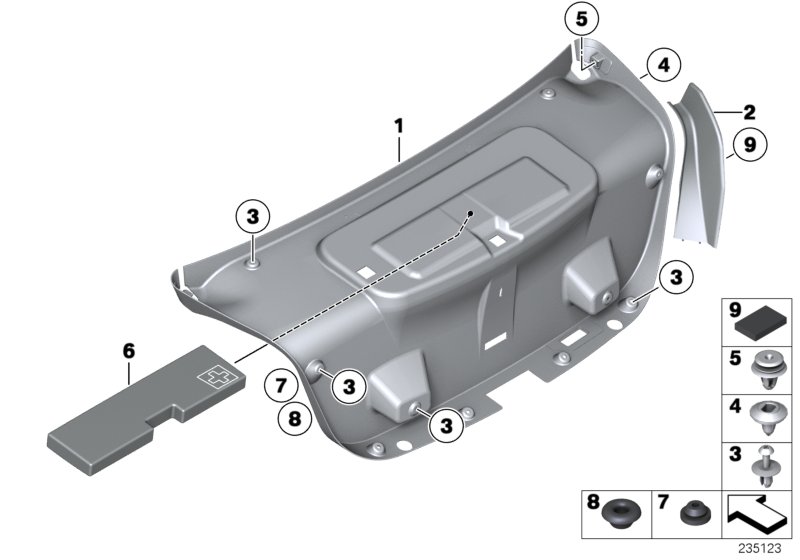 Trim panel, trunk lid